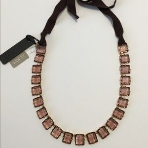 J. Crew Crystal Necklace with Ribbon Tie